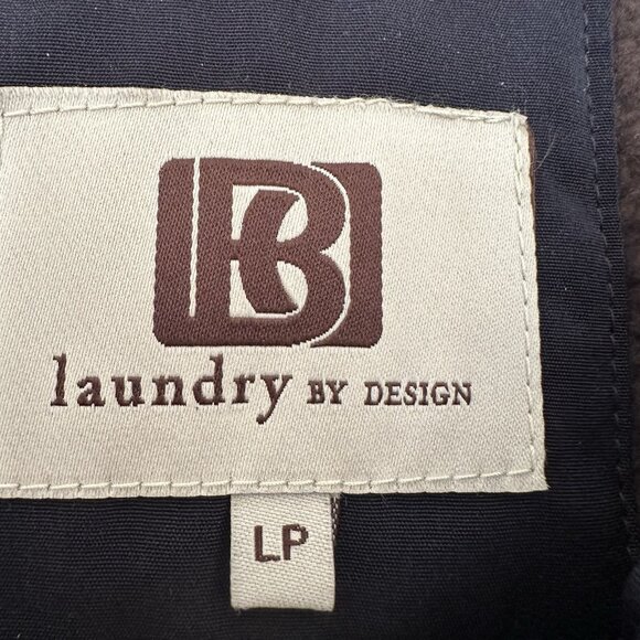 Laundry Women LP Petite Navy Blue Quilted Coat Removable Hood Mid Length Jacket - Picture 2 of 10